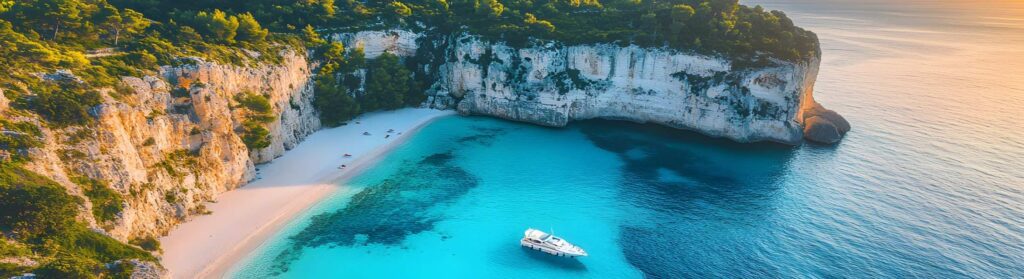 Secluded cove yacht