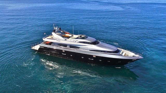 Luxury yacht cruising in the open ocean with sleek design and modern amenities